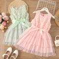 Kid Girl 3D Butterfly Design Belted Layered Mesh Princess Party Dress Pink