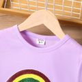 Kid Girl Rainbow Embroidered Sequined Short-sleeve Dress Light Purple