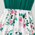 Family Matching Solid Splicing Floral Print Tank Dresses and Colorblock Short-sleeve Polo Shirts Sets blackishgreen image 4