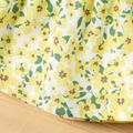 2pcs Baby Girl Floral Print Spaghetti Strap Smocked Top and Solid Bloomers Shorts Set Yellow image 4