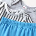 3-Pack Baby Cotton Solid Color  & Striped Romper Jumpsuit Pants Set Multi-color image 3