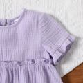 100% Cotton Crepe 2pcs Baby Girl Solid Short-sleeve Ruffle Top and Shorts Set Purple