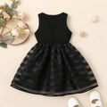 Toddler Girl Mesh Splice Sleeveless Black Dress Black