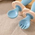 2-pack Baby Silicone Self-Feeding Spoon Fork Toddler Utensils Training Utensils Set for Self-Training Light Blue