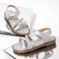 Toddler / Kid Solid Braided Sandals Silver image 1