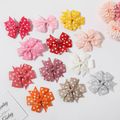 12-pack Polka Dots Ribbed Bow Hair Clips for Girls Red