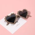 Toddler / Kid Cute Flower Trim Heart Frame Decorative Glasses  (With Glasses Case) Brown