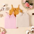 Baby Girl Solid Ribbed Twist Knot Spaghetti Strap Top Pink