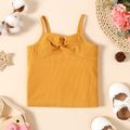 Baby Girl Solid Ribbed Twist Knot Spaghetti Strap Top Ginger-2 image 1
