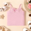 Baby Girl Solid Ribbed Twist Knot Spaghetti Strap Top Pink