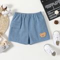 Baby Boy Cartoon Bear Design Textured Pull-on Shorts Light Blue