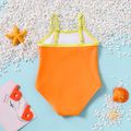 Baby Girl Letter Print Orange Spaghetti Strap One-Piece Swimsuit Orangeyellow