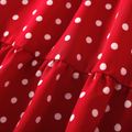 Kid Girl Polka dots Ruffled Button Design Sleeveless Dress Burgundy
