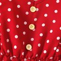 Kid Girl Polka dots Ruffled Button Design Sleeveless Dress Burgundy