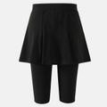 Kid Girl Solid Color Faux-two Skirt Leggings Shorts Black image 3