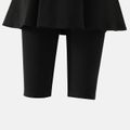 Kid Girl Solid Color Faux-two Skirt Leggings Shorts Black