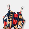 Family Matching All Over Geometric Print Spaghetti Strap Dresses and Short-sleeve Tops Sets Colorful