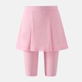 Kid Girl Solid Color Faux-two Skirt Leggings Shorts Pink image 1