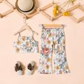 2-piece Toddler Girl Floral Print Camisole Tank Top and Elasticized Pants Set Multi-color