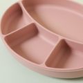 Silicone Toddler Suction Plates with Spoon and Fork Set Kids Divided Dinner Plates Self Feeding Training Safe Kids Dishes Easy to Clean Dark Pink image 4
