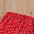 2pcs Toddler Girl Polka dots Bowknot Design Smocked Camisole and Flared Pants Set Red