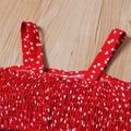 2pcs Toddler Girl Polka dots Bowknot Design Smocked Camisole and Flared Pants Set Red