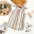 Baby Girl Colorful Striped Ruffle Overalls Shorts COLOREDSTRIPES