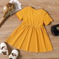 Baby Girl Solid Ribbed Cut Out Front Ruched Bust Short-sleeve Dress Ginger-2 image 2