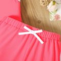 2pcs Toddler Girl Striped Mesh Splice Tank Top and Elasticized Bowknot Design Shorts Sporty Set Roseo