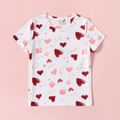 All Over Love Heart and Letter Print Short-sleeve T-shirts for Mom and Me White