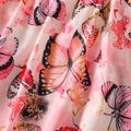 Kid Girl Floral Butterfly Print Cold Shoulder Sleeveless Dress Pink