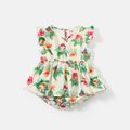PAW Patrol Family Matching Allover Floral V Neck Flutter-sleeve Dresses and Short-sleeve Tops Sets Apricot