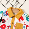 2pcs Baby Boy All Over Colorful Letter Print Short-sleeve Button Up Shirt and Shorts Set Ginger-2