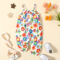 Baby Girl All Over Colorful Floral Print Spaghetti Strap Jumpsuit MultiColour