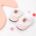 Baby Guipure Lace Trim Soft Sole Antiskid Floor Socks Pink