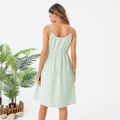 Maternity Button Decor Pocket Patched Cami Dress Pale Green