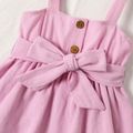 100% Cotton Baby Girl Solid Sleeveless Button Up Belted Layered Dress pinkpurple