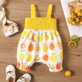 Baby Girl Solid and All Over Lemon Print Bow Front Shirred Cami Jumpsuit Color block image 2