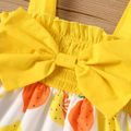 Baby Girl Solid and All Over Lemon Print Bow Front Shirred Cami Jumpsuit Color block image 5