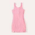 2-Pack Kid Girl Solid Color Ribbed Sleeveless Cotton Dress Pink