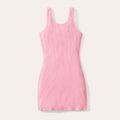 2-Pack Kid Girl Solid Color Ribbed Sleeveless Cotton Dress Pink