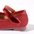Toddler Faux Pearl Bow Decor Allover Glitter Mary Jane Shoes Red