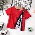 Baby Boy Letter Print Colorblock Short-sleeve T-shirt Red image 1