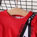 Baby Boy Letter Print Colorblock Short-sleeve T-shirt Red