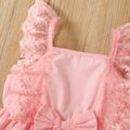 Toddler Girl 100% Cotton Ruffled Lace Design Bowknot Pink Sleeveless Dress Pink