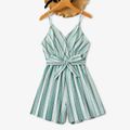 100% Cotton Striped Surplice Neck Belted Cami Romper for Mom and Me COLOREDSTRIPES image 2