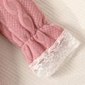 Baby Girl 3D Flower Decor Solid Imitation Knitting Lace Long-sleeve Top Mauve Pink