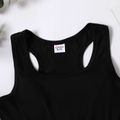 Kid Girl Solid Color U Collar Racer Back Sleeveless Rompers Black image 3