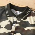 2pcs Kid Boy Camouflage Print Short-sleeve Pique Polo Shirt and Shorts Set Khaki image 2