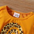2pcs Baby Girl Leopard & Letter Print Knot Front Tank Top and Ripped Pants Set Color block